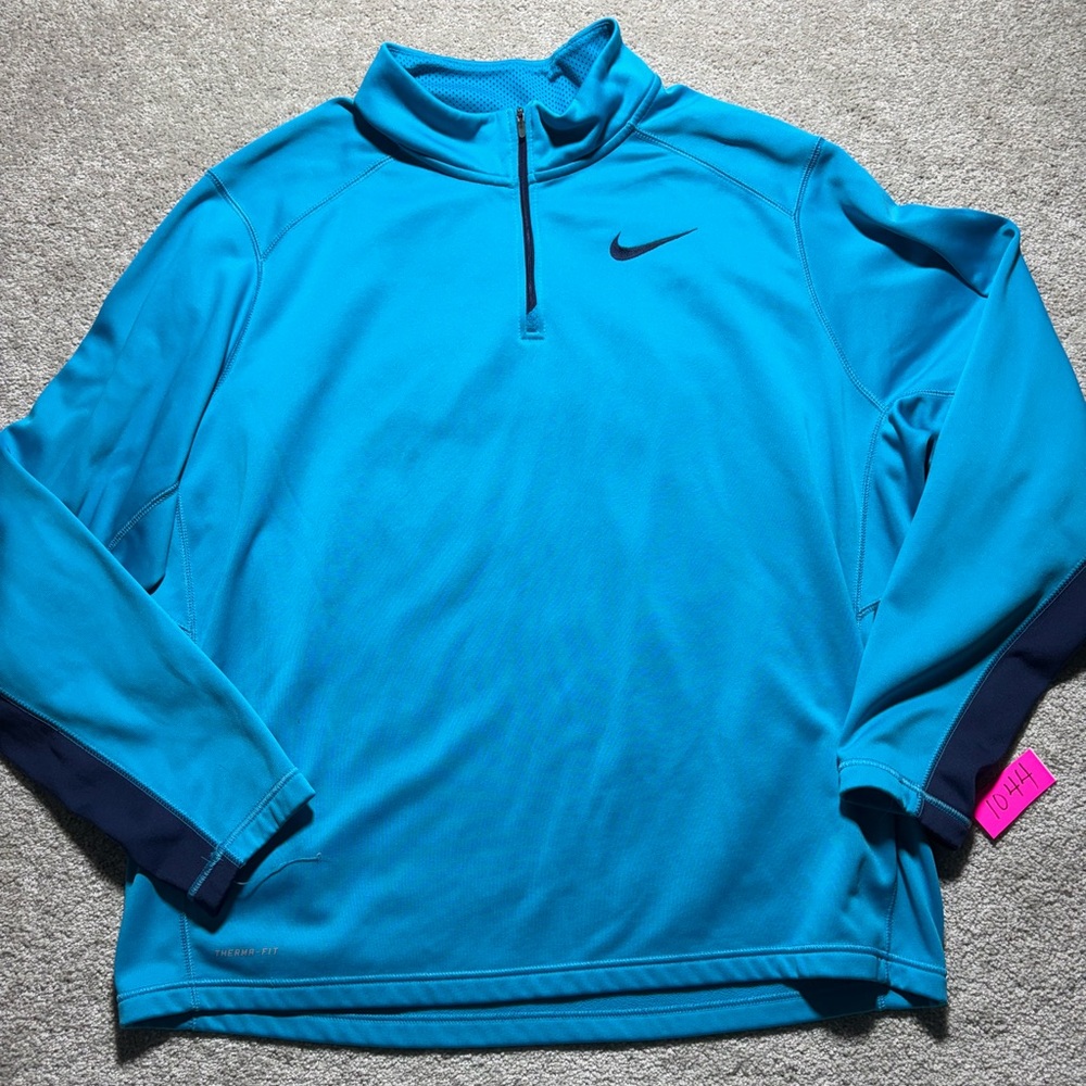 Nike‎ therma fit 3/4 zip blue mens pullover sz XXL